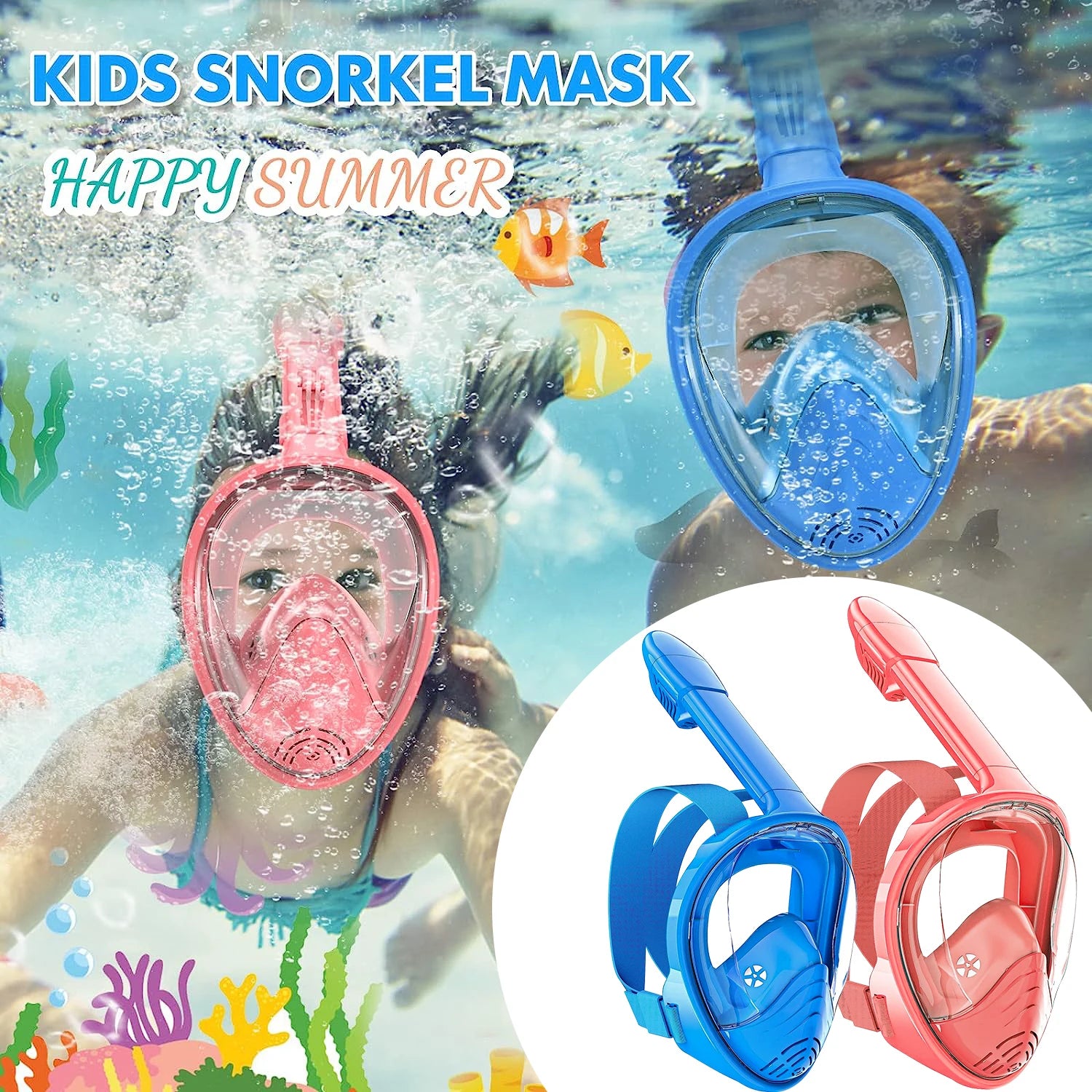 Professional Snorkeling Diving Mask Foldable 180 Degree Underwater Scuba Full Face Snorkel Mask Anti Fog Goggles for Kids Swim