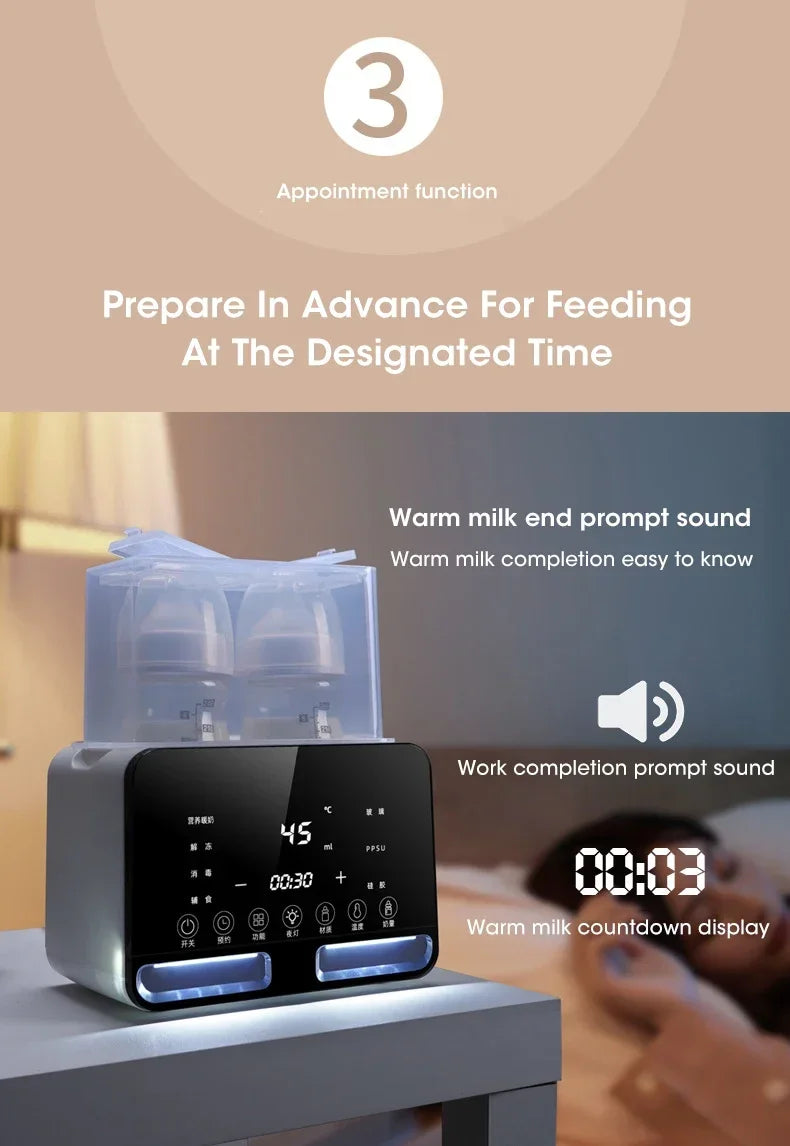 Keep your baby's milk at the perfect temperature with this fast, multifunctional baby bottle warmer—featuring accurate temperature control and a convenient timer, ideal for newborns!