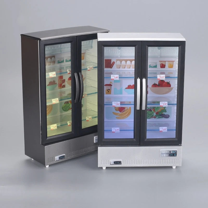 Creative Mini Simulation Double-door Large Refrigerator Freezer Hot-selling Food Play Kitchen Decoration Is Small and Exquisite