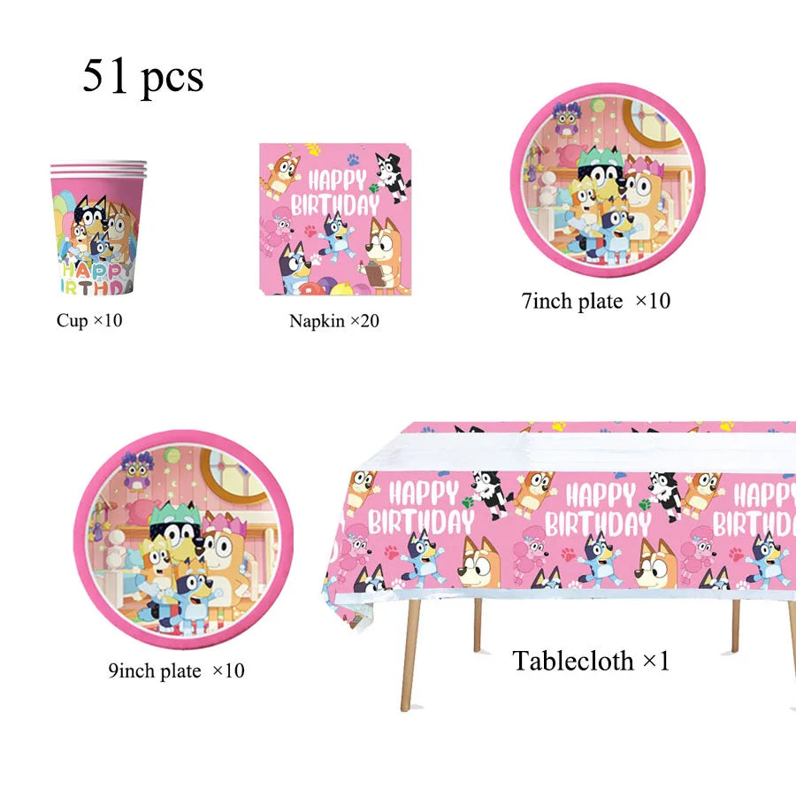 Blue dog Birthday Party Supplies Goodie Bag Stuffers Fillers Tableware Plates Cups Napkins Tablecloth Party Favor Decorations