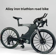 Upgraded Dual-Suspension Downhill Mountain Bike — Realistic Alloy Model:Full-Suspension Metal Racing Toy & Mini Desktop Ornament