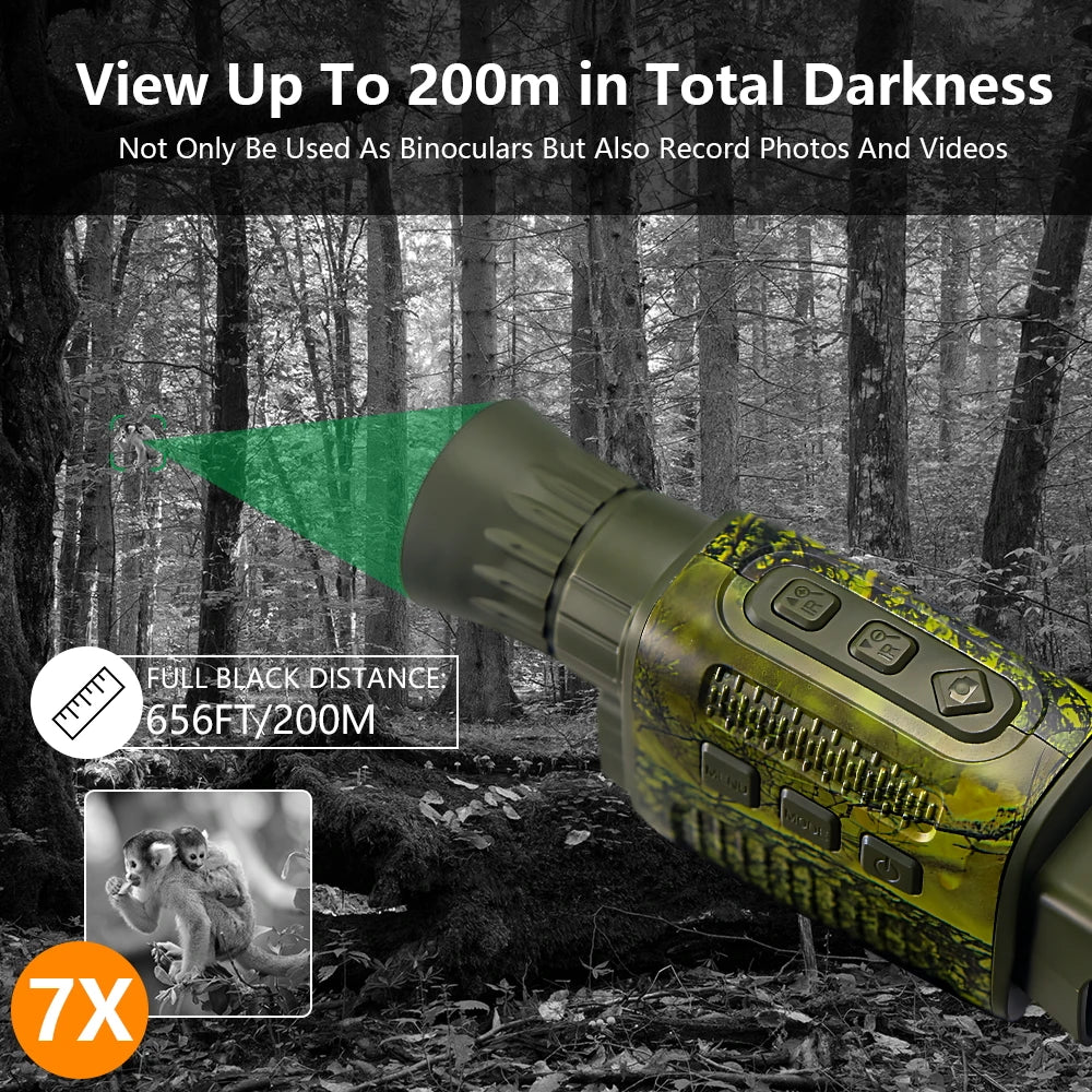 2.7K HD Night Vision Monocular, Digital Night Vision Scope with Rechargeable Battery, Photo & Video Recording, 32GB Memory Card for Camping Hunting Wildlife Observation