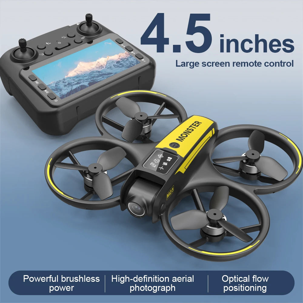 The new drone features a 4.5-inch display screen, one-click rolling, and dual-camera optical flow intelligent positioning