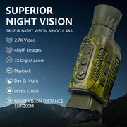 2.7K HD Night Vision Monocular, Digital Night Vision Scope with Rechargeable Battery, Photo & Video Recording, 32GB Memory Card for Camping Hunting Wildlife Observation
