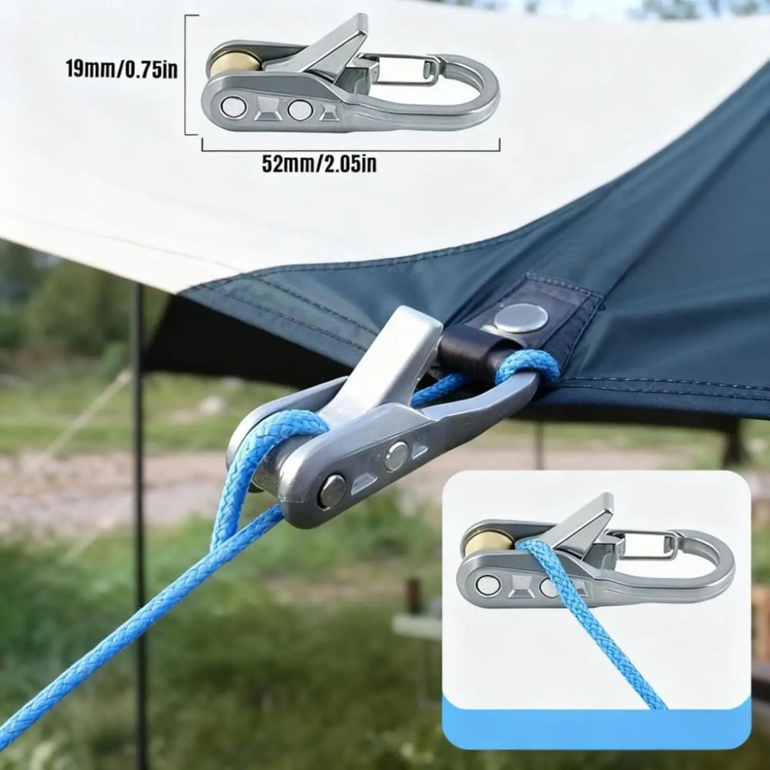 Rope Tying Tool And Tensioner with Roller Tensioner, Heavy-Duty Retractable Buckle with Accessory Rope, Suitable for Camping