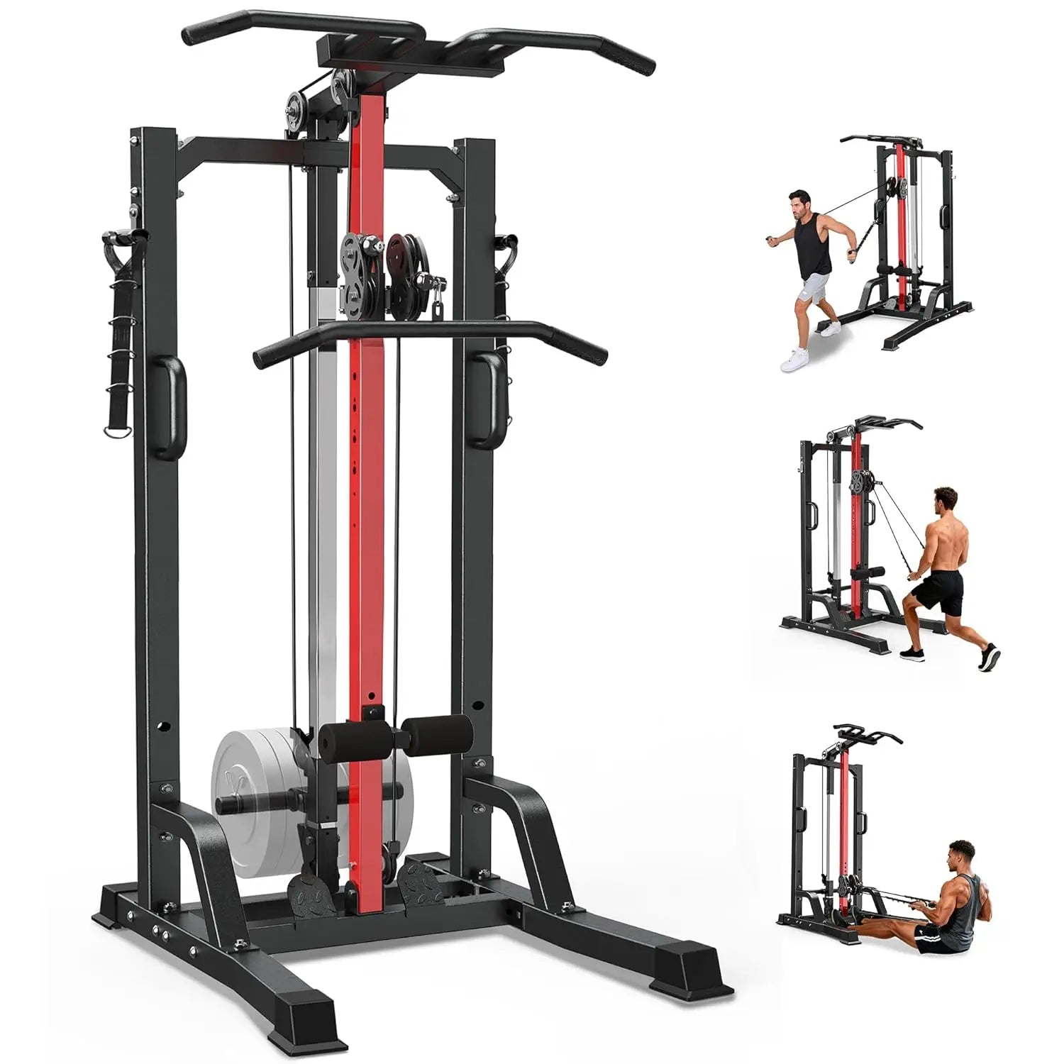 Pull Up Bar Power Tower Dip Station,Cable Machine-Integrated 450LBS Multi-Function Adjustable Height Fitness, Customized