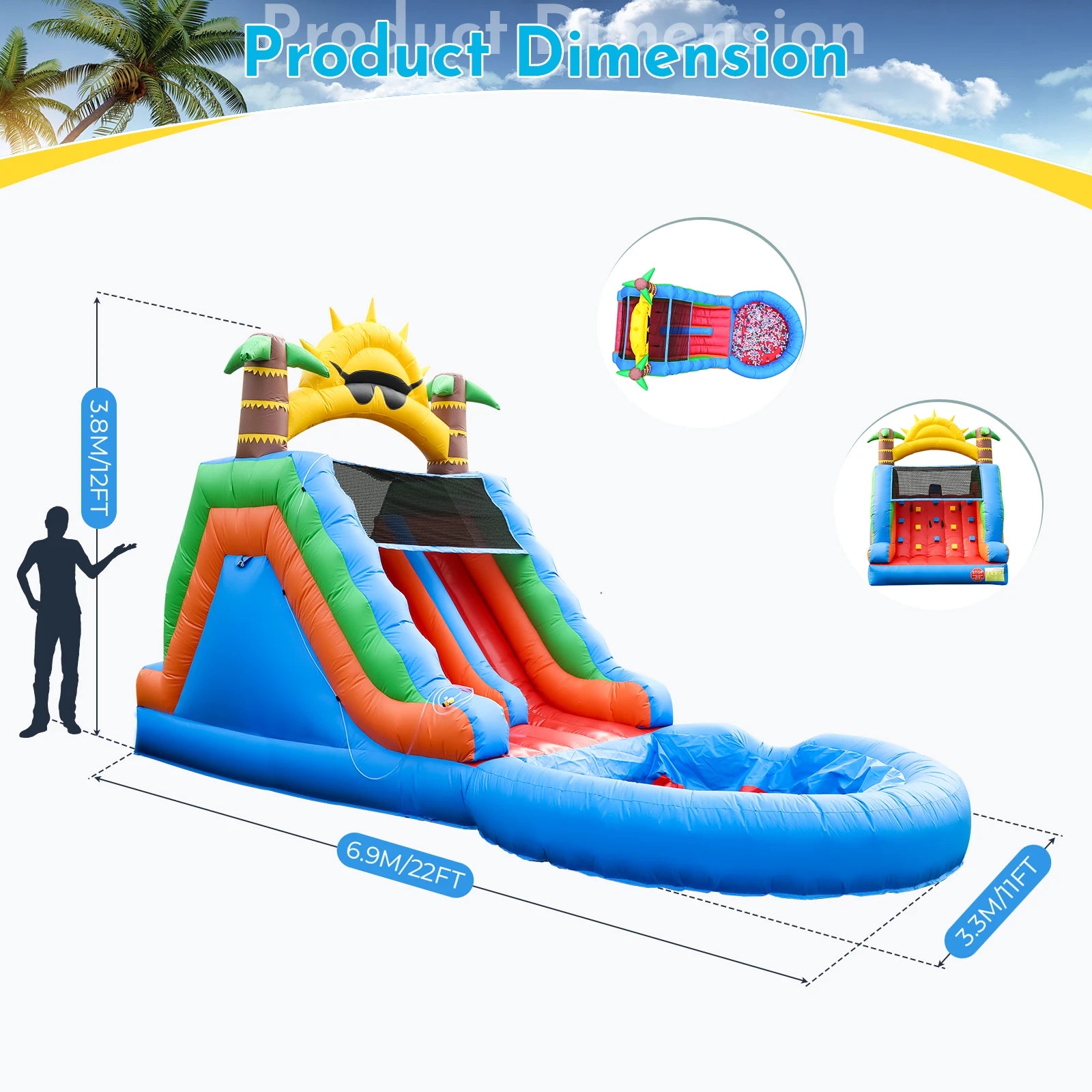 Inflatable water slide, Commercial Bounce House with Water Slide PVC and a 950W Air blower Children's playground bubble pool