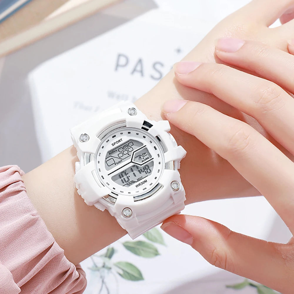 Fashion Kids Watches Multifunctional Electronic Wristwatch for Boys and Girls Student Waterproof Luminous Alarm-clock Calendar