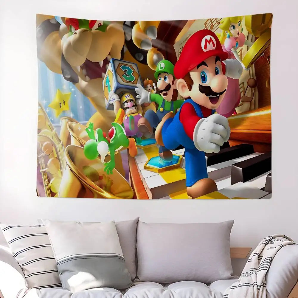 Game M-mario-O cartoon DIY Wall Tapestry for Living Room Home Dorm Decor Wall Art Decor