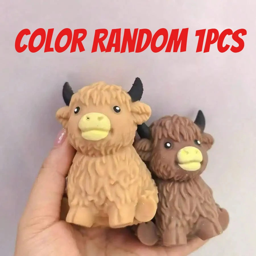 Popular New Products Scottish Highland Cow Stress Relief Toy Slow Bounce Sensory Soft Toy Cheese Squeezing Stress Relief Gift