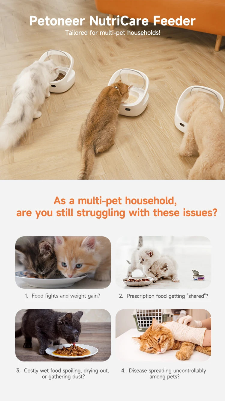 Make feeding time a breeze for multi-pet households with this global version cat and dog feeder—controlled easily with the handy app!