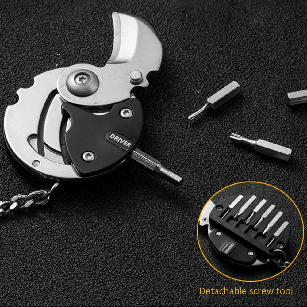 Multifunctional Keychain Screwdriver Hexagon Coin Outdoor EDC Tool Hexagon Folding Coin Knife Pocket Fold Mini Coltello Gear Pee