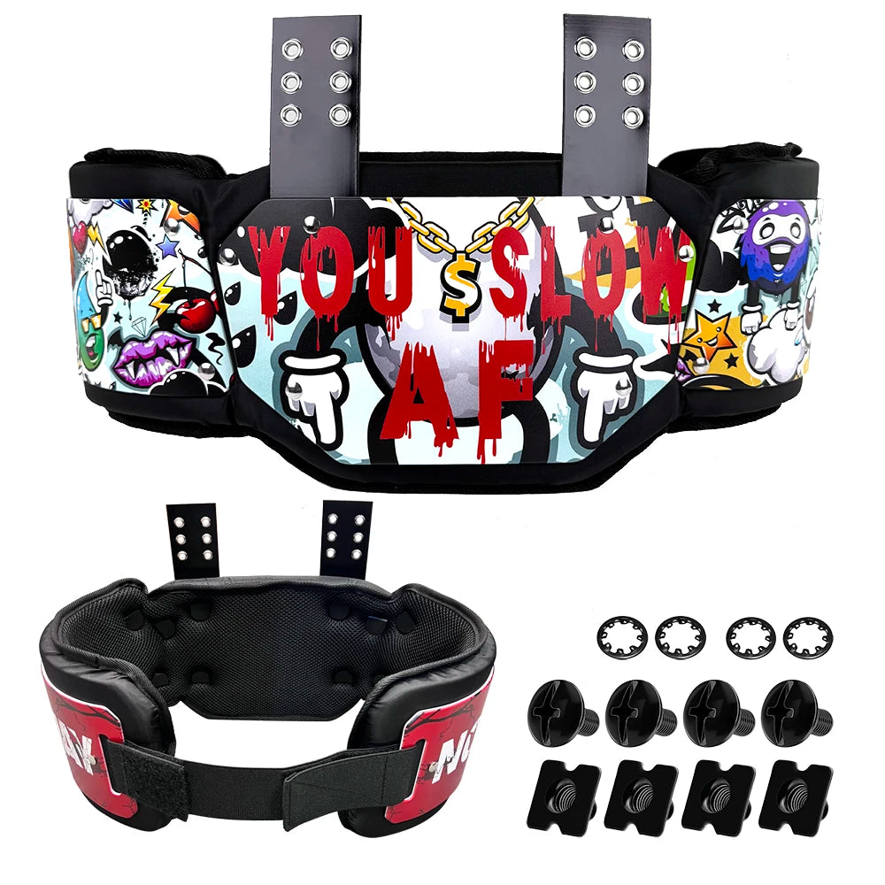 American Football QB Rib Protectors Rugby Waist Wrap Around Protector with Backplates for Adult Youth