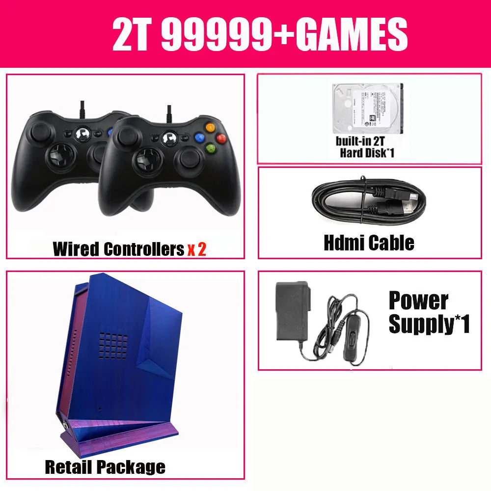 G3 Pro Retro Video Game Console Dual System with 99999+Games for SWITCH/PS3/WIIU/WII/PS2 60+Emulators 4K HD Wireless Controllers