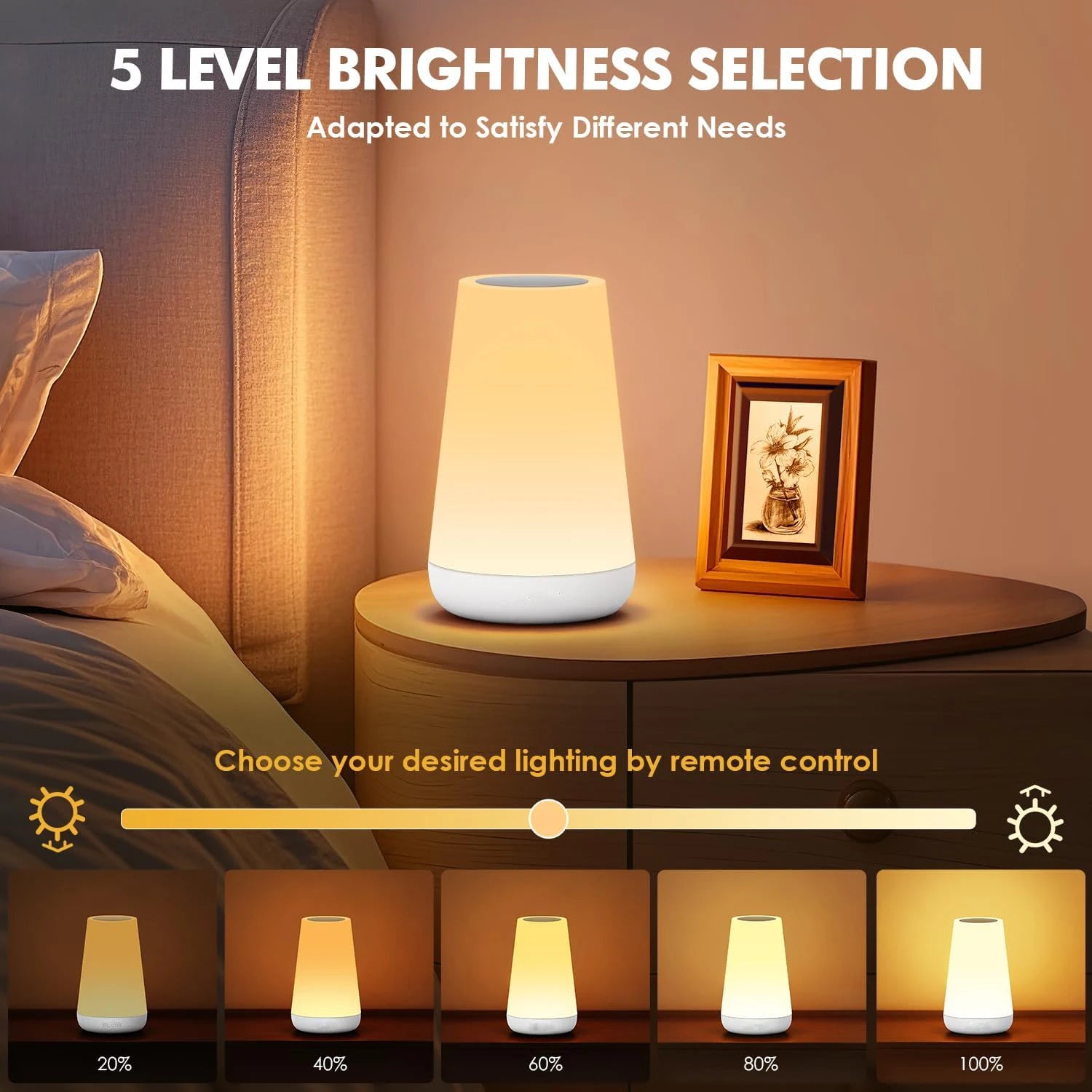 Create the perfect ambience with this LED night light that features 13 color options and is remote-controlled for convenience. Simply touch to control!