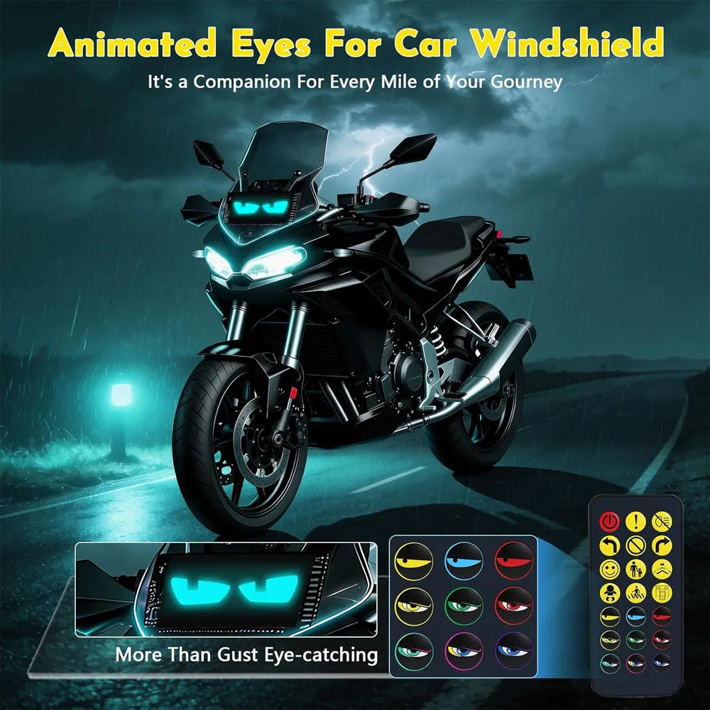 16*32 LED Devil Eye Lights for Motorcycle Windshield,Programmable Matrix Pixel Panel with App/Remote Control for Motorcycle
