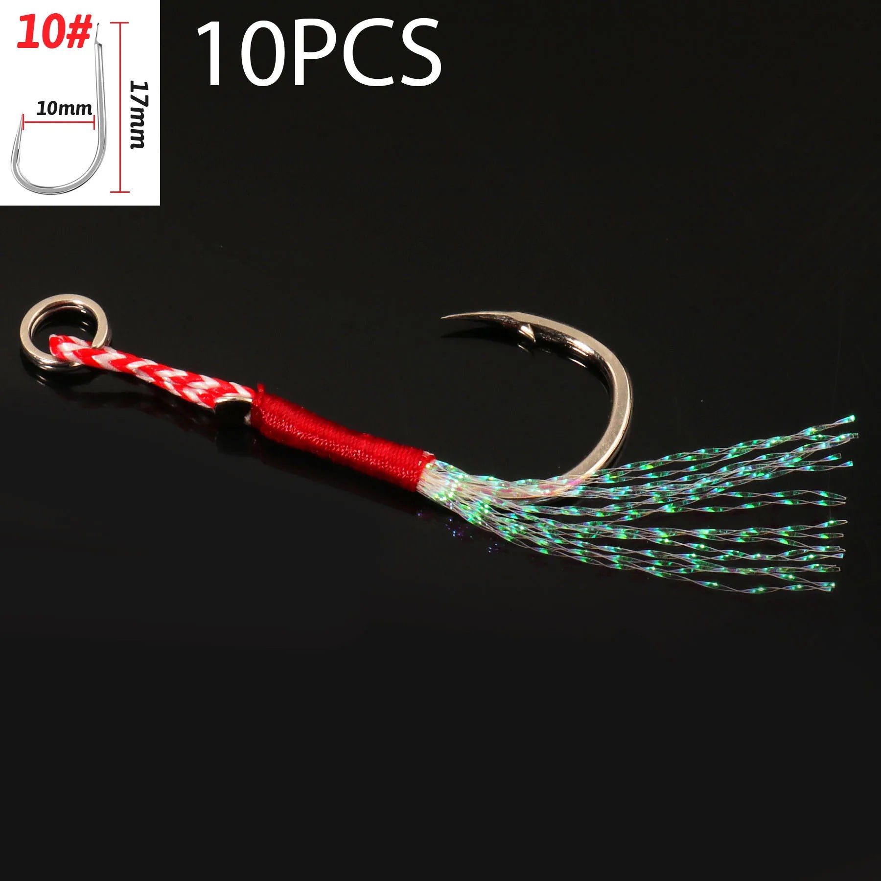 Cast Jig Assist Hook 10PCS/Lot High Carbon Steel Angle Barbed Thread Feather Lake Fishing Tackle Slow Jigging Sea Pesca Fishhook