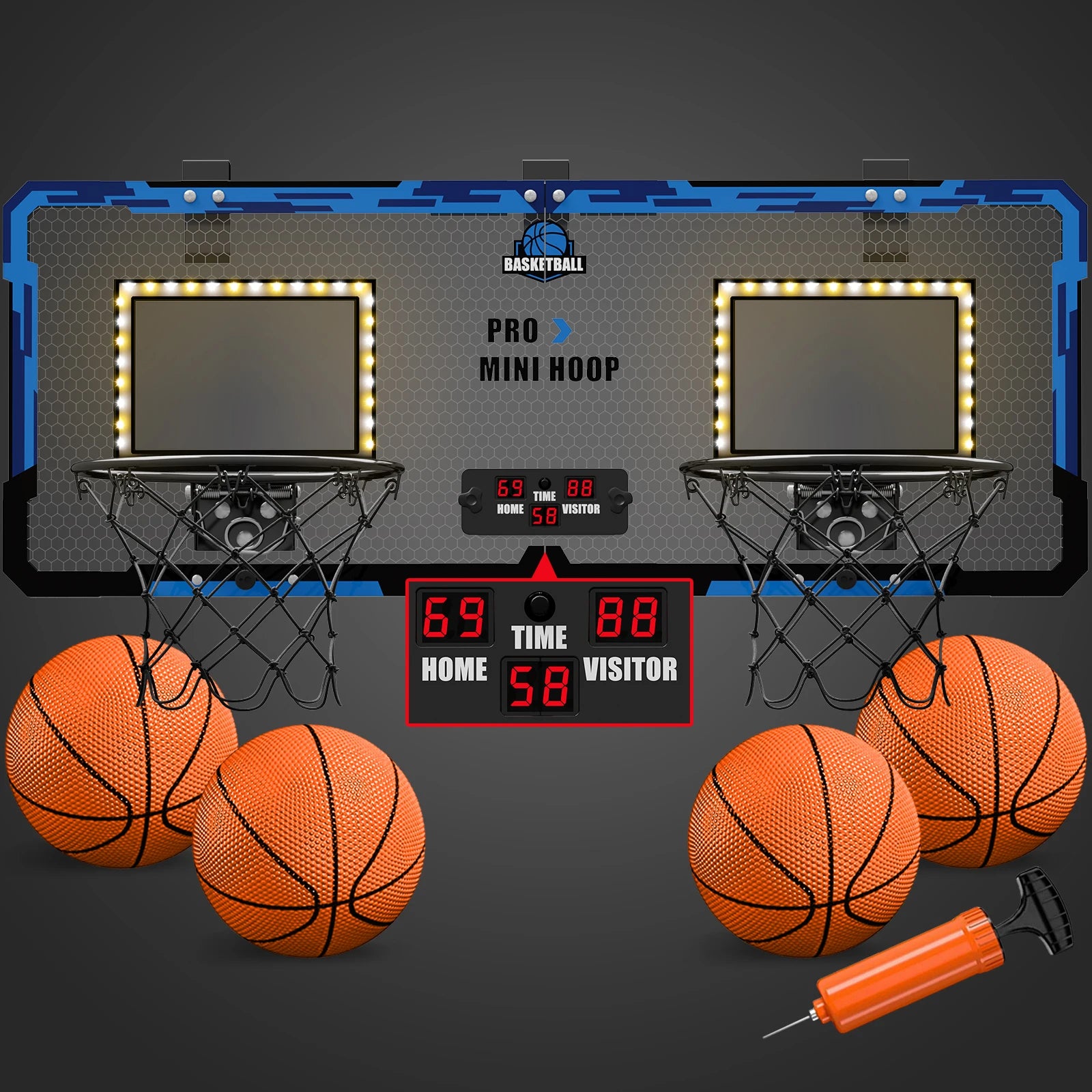 Basketball Hoop Double Children Home Exercise Scoring Funny Game Kids Basketball Hoop Set Wall Frame Stand Hanging Backboard