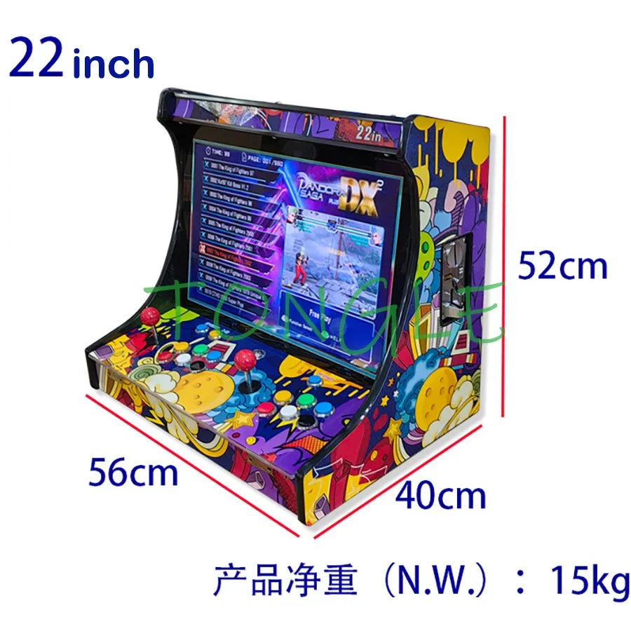 2 Players Arcade Video Game Console 22 Inch LCD Bartop build with SAGA ARCADE DX 26800 In 1 Coin Acceptor Joystick Button To TV