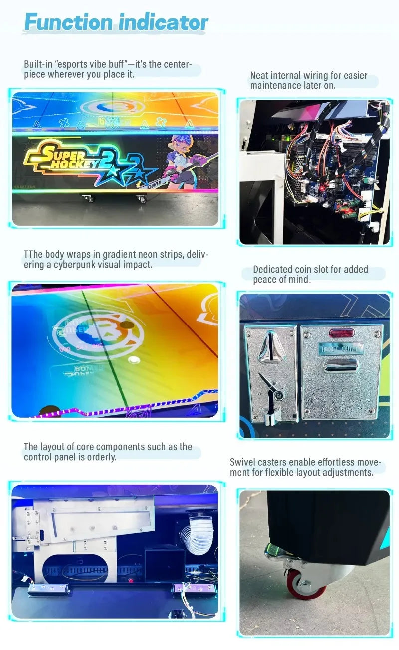 Custom Commercial Coin Operated Iron Sports Game Machine Air Hockey Table Arcade Interactive Multi-ball Customizable Automatic