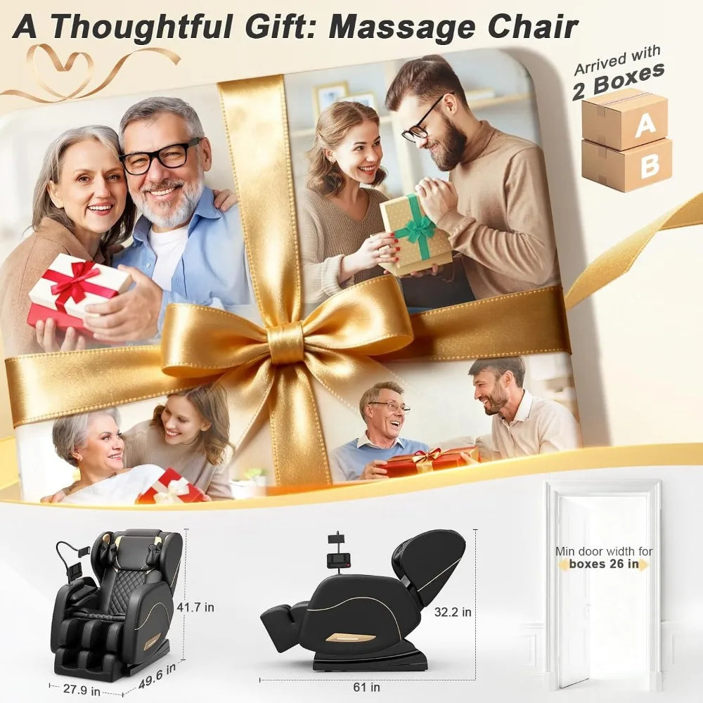 Full Body Zero Gravity Massage Chair with Heat, Airbags, and Customizable Programs for Home and Office Comfort
