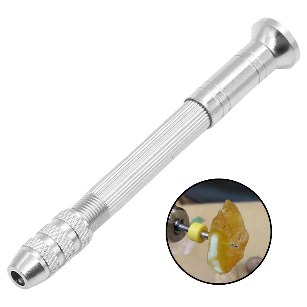 DIY Woodworking Drilling Rotary Tools Manual Aluminum Alloy Micro Hand Drill Non-slip Handle with 10pcs Drill Bits