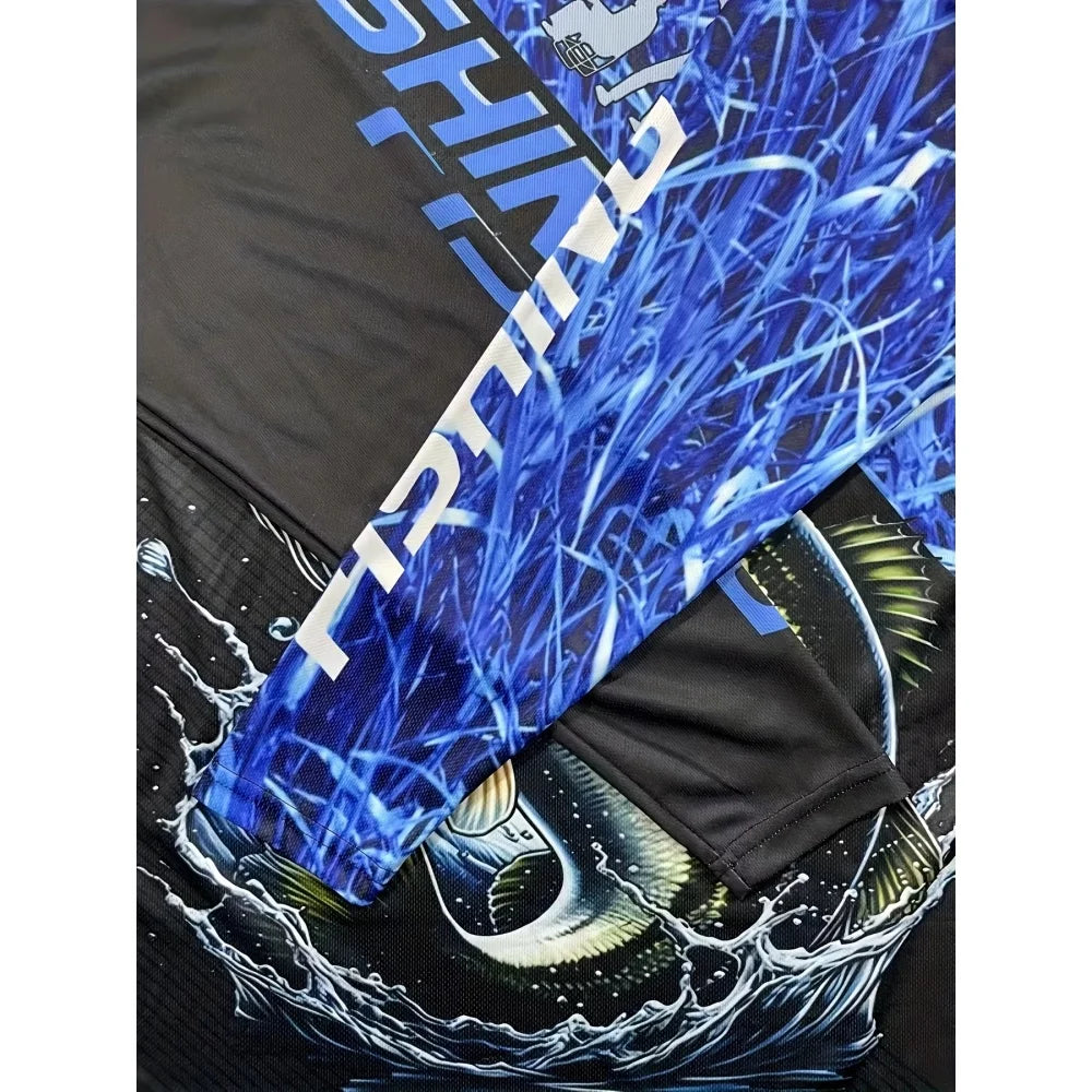 Mens Fishing Shirt Long Sleeve T-Shirt Camping Outdoor Men T-Shirt Summer Loose Fishing Graphic Sports T-Shirts for Men Clothing
