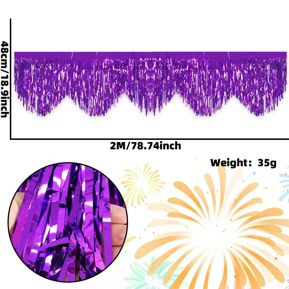 Multicolor Drizzle Garland Encryption PET Metallic Foil Fringe Thickening Background Ornament Tassel String Party Supplies