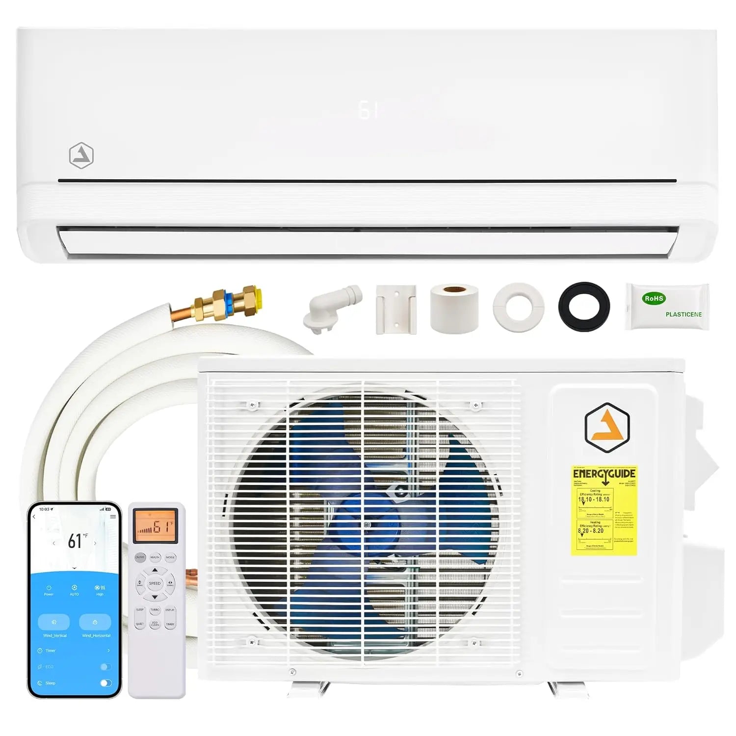 12,000 BTU DIY Mini Split Air Conditioner & Heating System with Pro Fast-Fit Set, 115V 18 SEER2 Ductless Inverter, Customized
