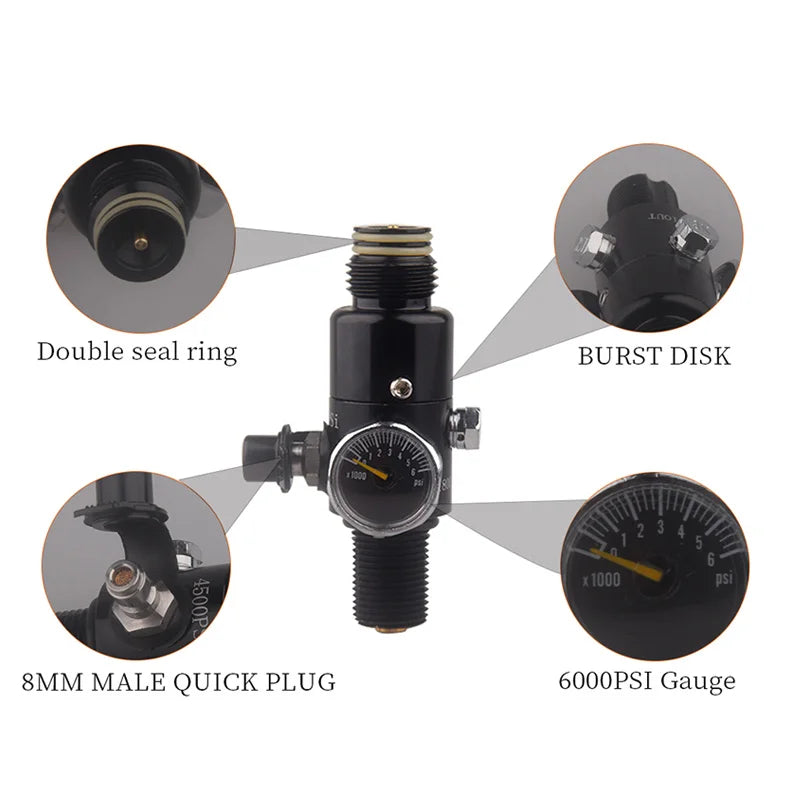 HPA Scuba 0.22L/0.3L/0.35L/0.45L/0.5L 300BAR 4500PSI Air Tank Output 160PSI To 3000PSI Pressure Regulator For Station Diving