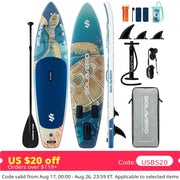 Stand Up Paddle Board, Inflatable Paddle Board with Premium Accessories, SUP Board with Non-Slip EVA Deck, Suitable for Sea Lake