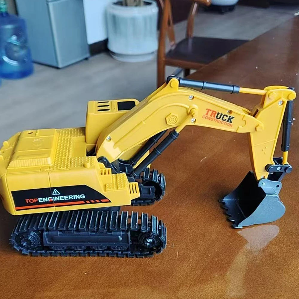 Children's Alloy Remote Control Excavator Toy Remote Control Excavator 6-Channel Electric Engineering Vehicle Toy Christmas Gift