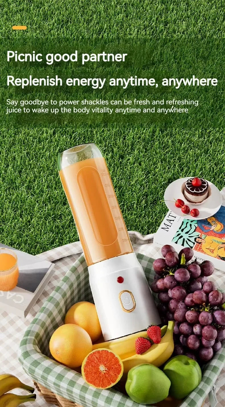 Portable Blender Juicer 450ml Electric Fruit Juicer USB Rechargeable Lemon Orange Fruit Juice Cup Smoothie Blender 2cups
