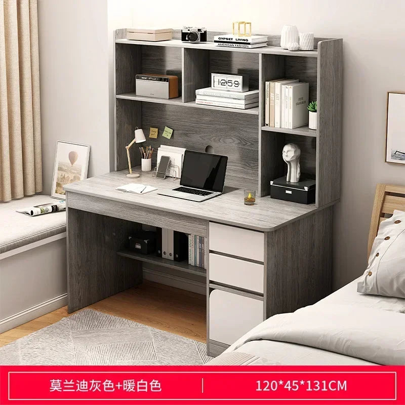 Simple Desk Bookshelf All-in-one Computer Desk Storage Space Student Home Study Bedroom Office Desk with Household Furniture