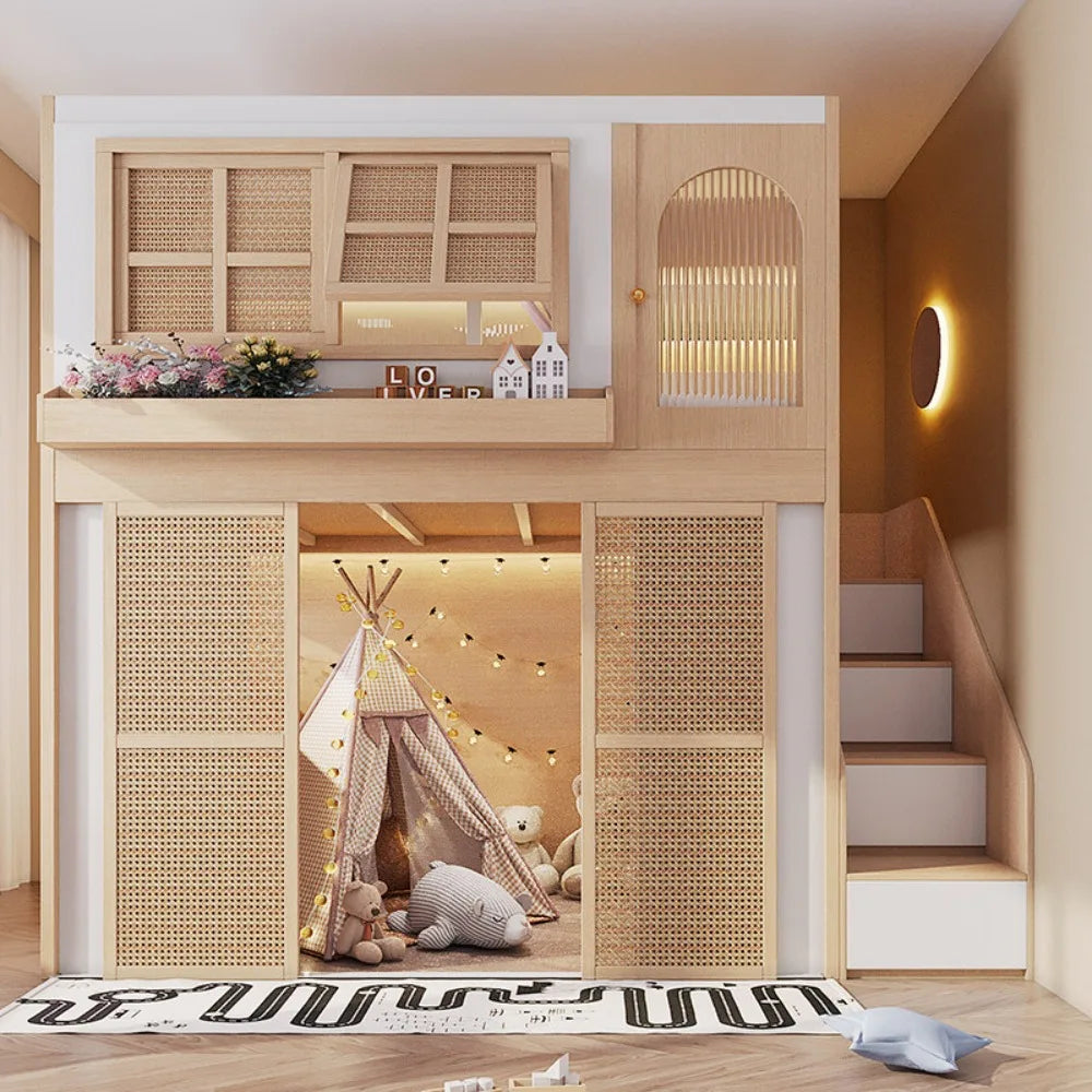 Bunk Bed with Separate Privacy Areas for Brother & Sister, Double Layer Bed for Adults, Noise-Free Partitioned High Low Bed