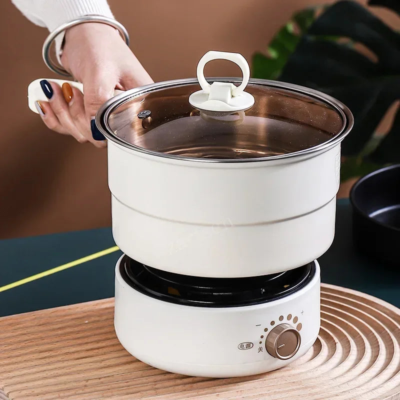 Electric Split Cooking Pot Foldable Multicooker Frying Pan Hotpot Steamer Rice Cooker Soup Maker Water Boiler Travel