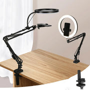 Ring Light with Stand and Phone Holder USB Ring Light with Clamp Overhead Camera Selfie Flexible Desk Tripod for Photography