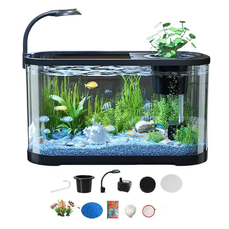 Fish tank Aquarium Kit Small Beginner Fish Tank Decorative Fish Tank For Terrapin Tortoise Turtle Household Clear Aquarium