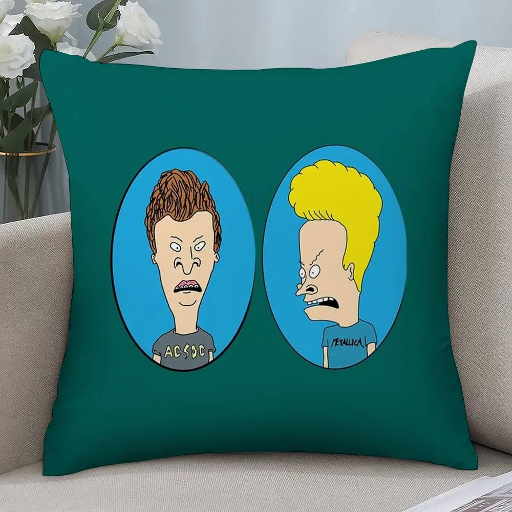 Funny B-Beavis and BUTT-HEAD Pillow Case Short plush Double-sided Print Square Throw Pillow Covers Sofa Home Cushion Decor