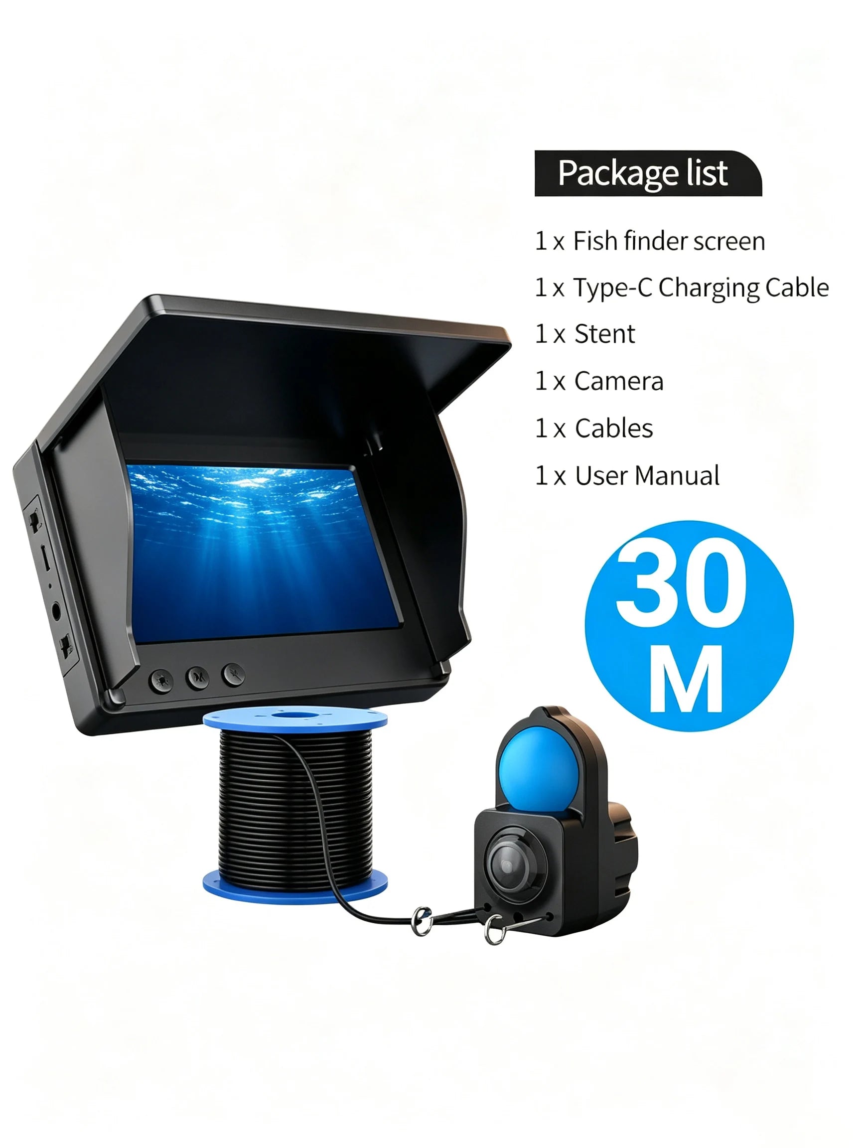 4.3" HD Underwater Fishing Camera,  Portable Fish Finder with Monitor With Night Vision Lights for Lake Boat Ice Fishing