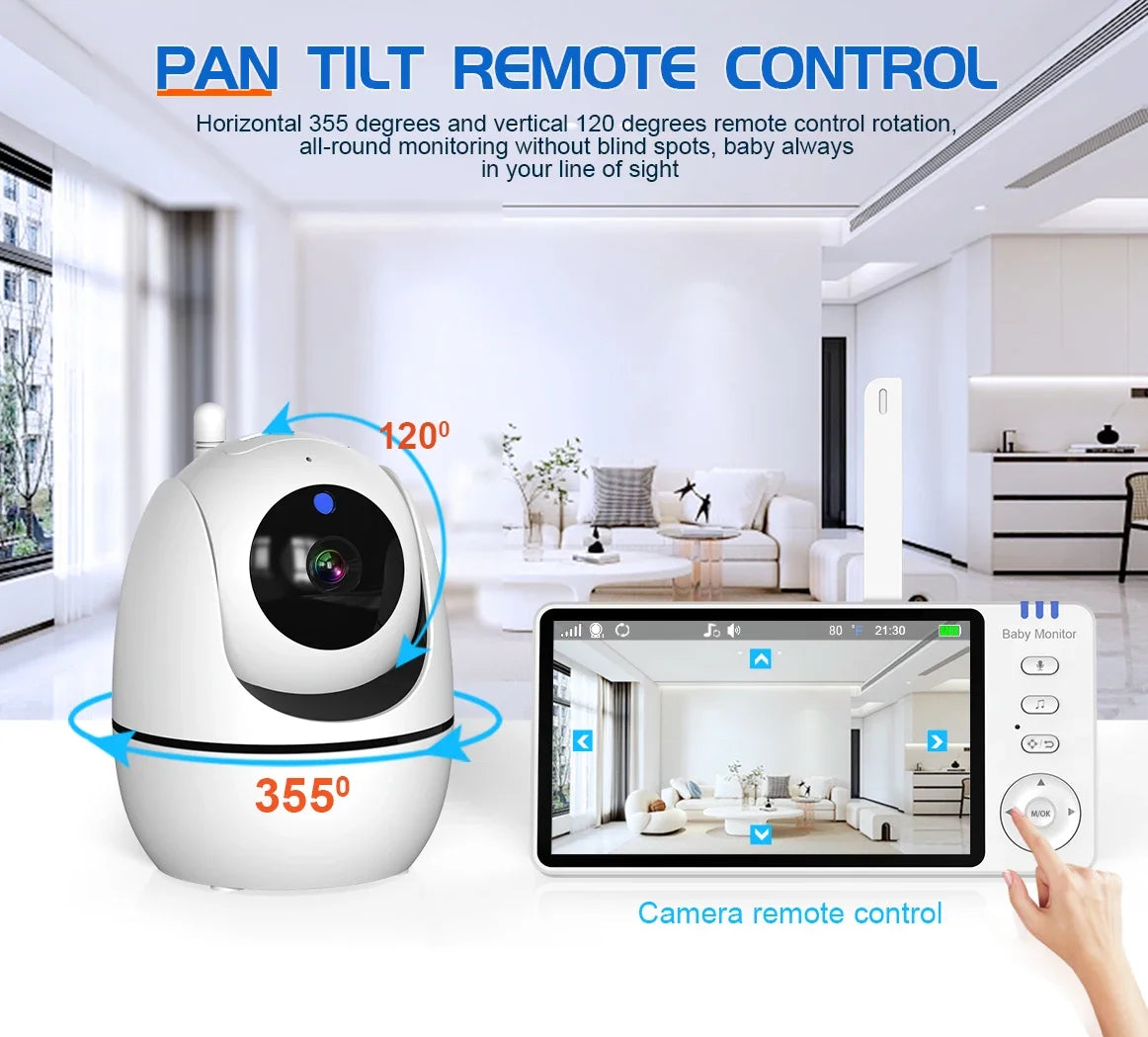 Monitor your little one with ease using this 5.0-inch video baby monitor—featuring a wireless pan-tilt camera, two-way audio, night vision, wake-up, and USB charging for convenience and security!