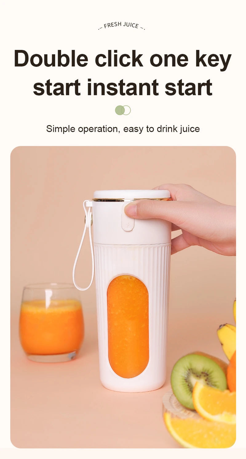 340ml Juicer Household Small Portable Fruit Juice Cup Rechargeable Lcd Display Electric Juicer 14 Blades Outdoor Travel