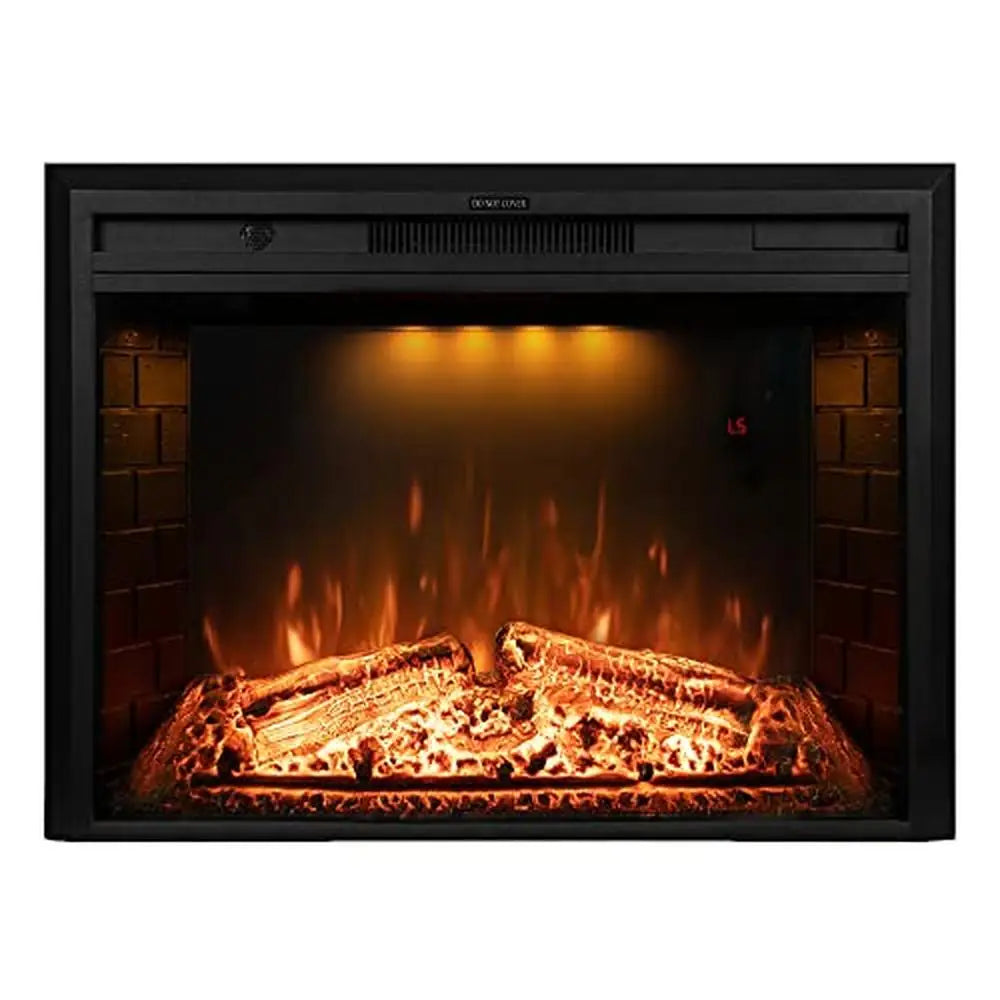 36" Wall Mount Electric Fireplace Insert with Remote Control Realistic Log Flame Overheat Protection Plug-in Installation 1500W