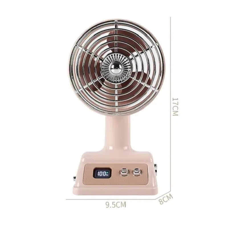 Retro Nostalgic Classic Desktop Office Fan 100 Speed Levels Adjustable Student Dormitory Rechargeable Fan
