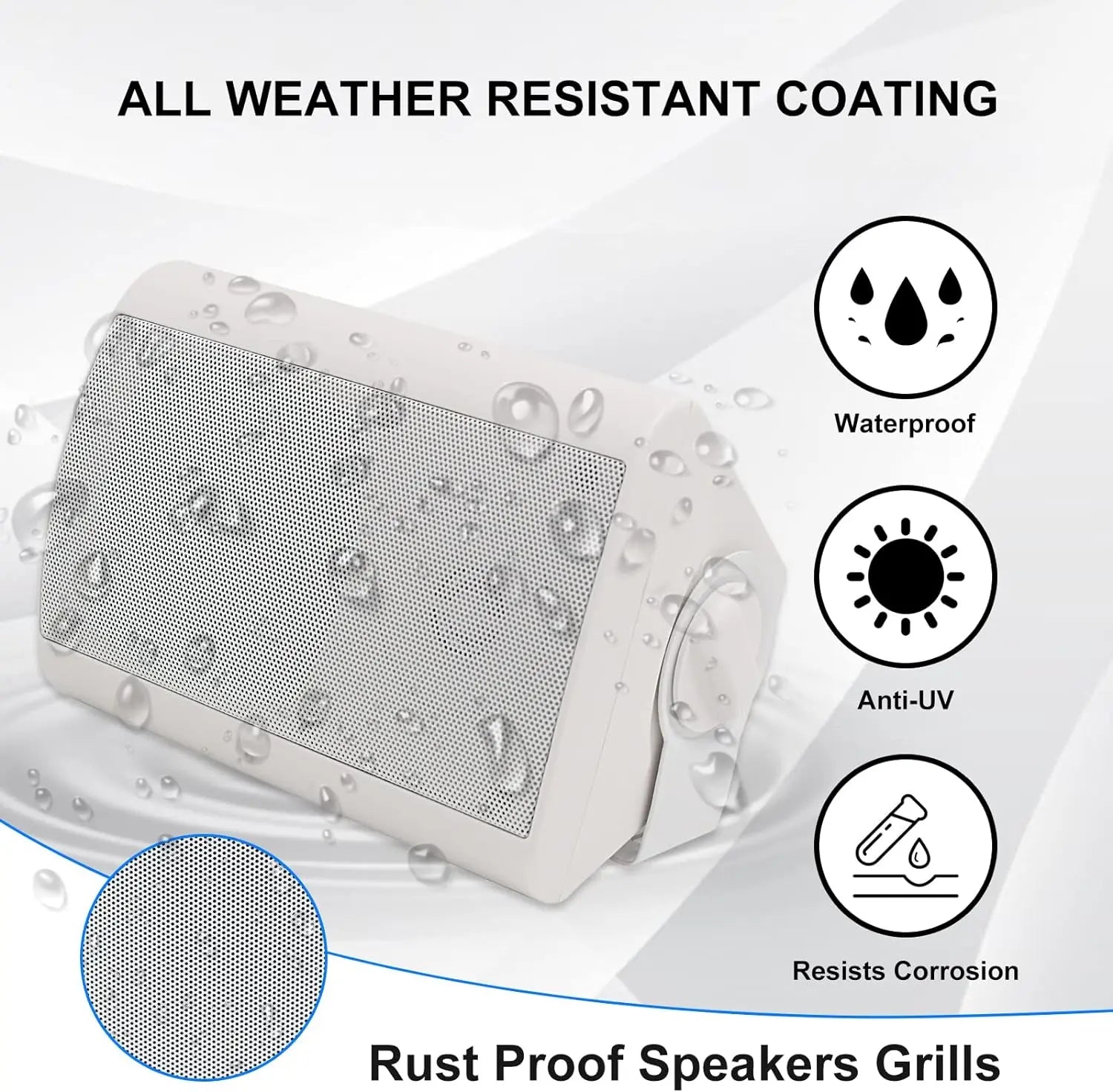 Herdio 2PCS 4'' Passive Indoor Outdoor Speakers With 200W Powerful Bass Expansive Stereo Sound Coverage All-Weather Durability