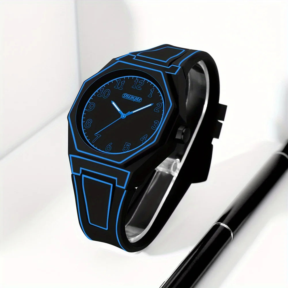 Preppy Style Quartz Wrist Watch - Round Dial, Electronic Drive, Silicone Strap, Unisex