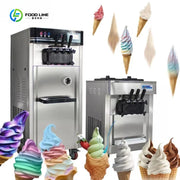 Commercial Ice Cream Machine with LED Display Self-Cleaning 3 Flavors Frozen Yogurt Maker for Restaurant Cafe Customized