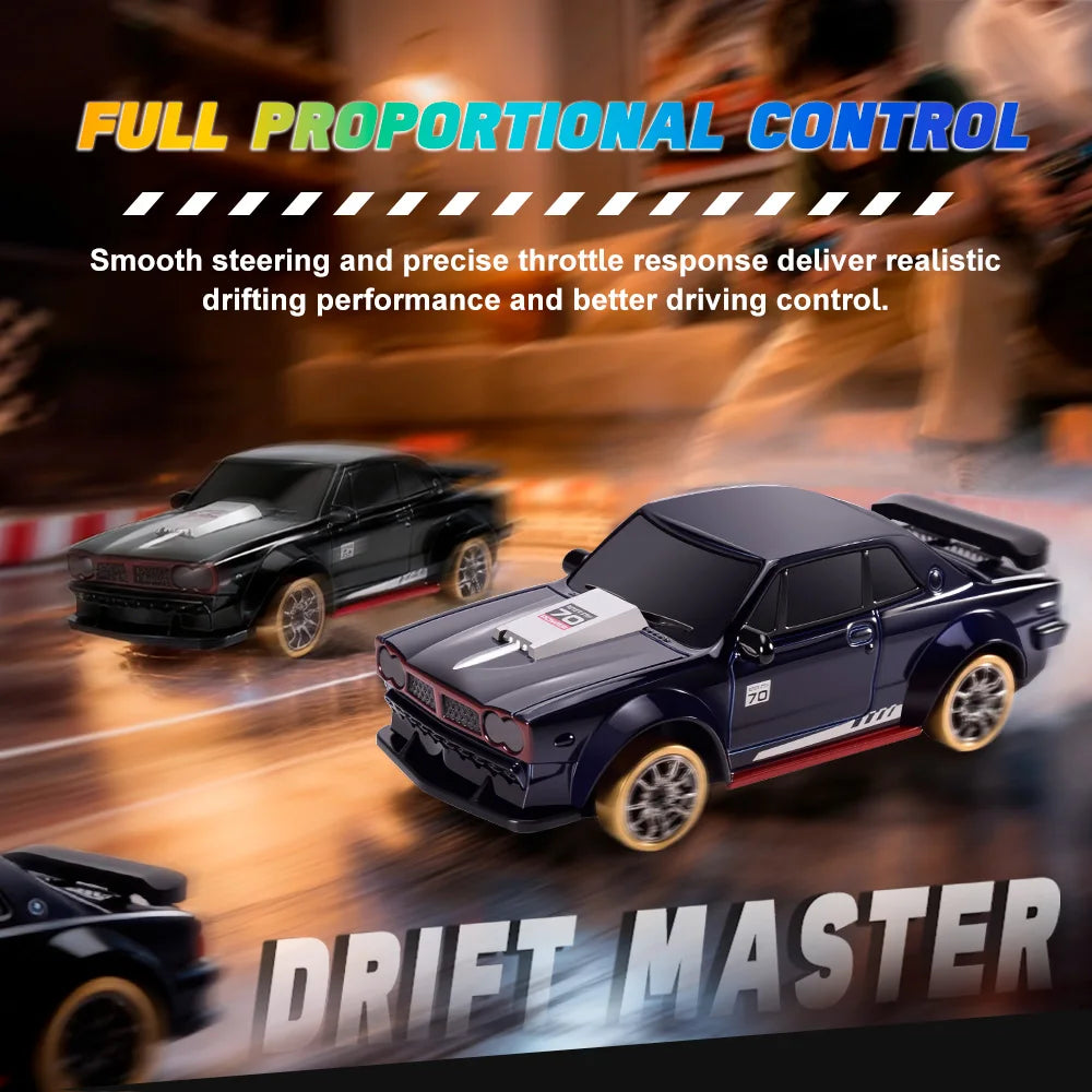 9IMOD 1/64 RC Drift Car 2.4G 4WD Full Proportional Remote Control Car with Gyro LED Lights Magnetic Charging High Low Speed