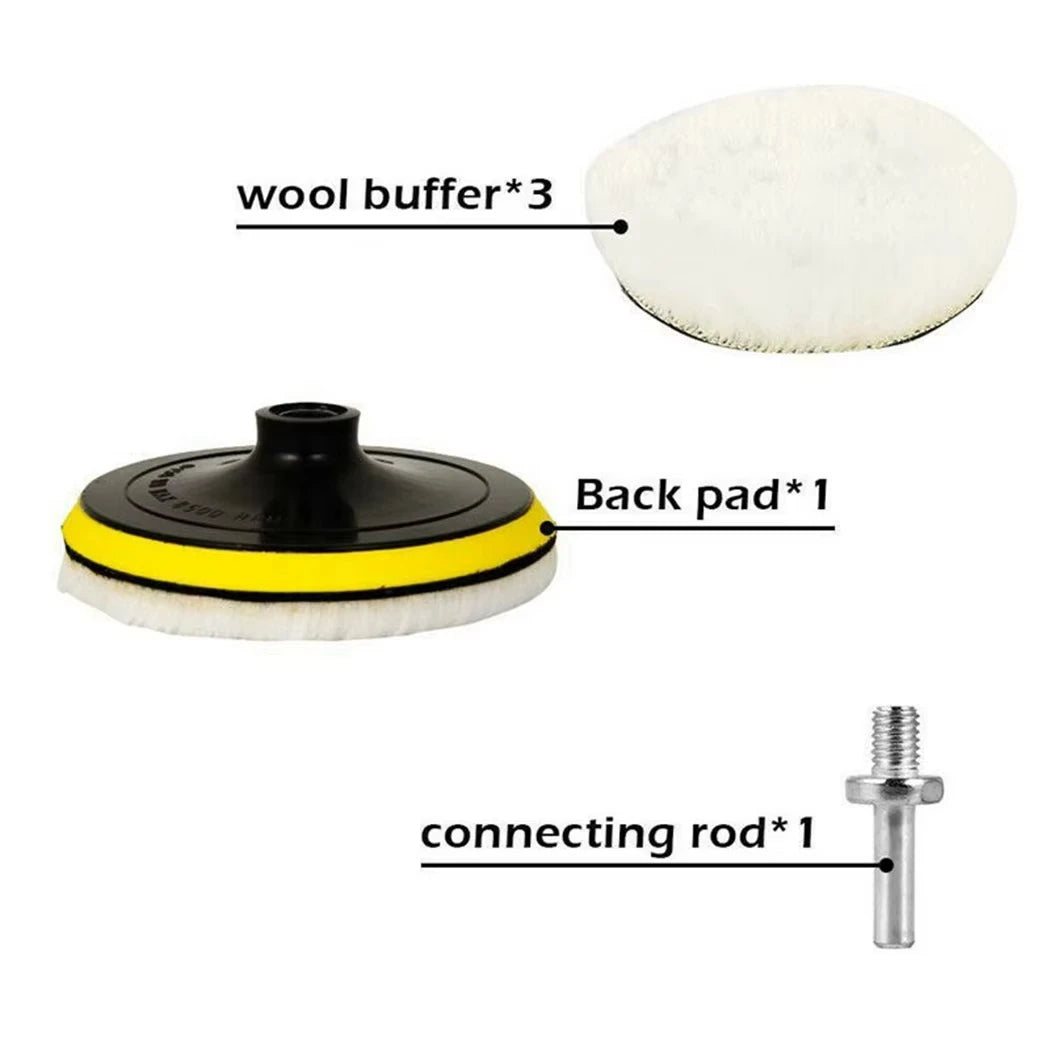 5Pcs 4 Inch Flocking Sanding Disc Hook And Loop Backing Buffing Pads Polishing Wheel For Electric Drill Polisher