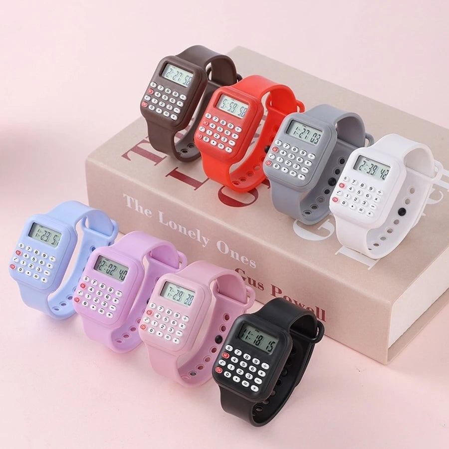 Creative Calculator Watch Cartoon LED Digital Kids Watch Fashion Sports Electronic Watch for Boys Girls Kids Student Gift Clock